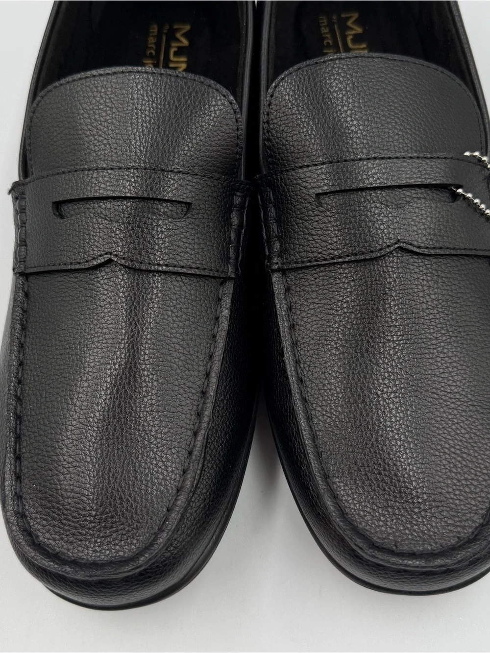 Marc Joseph New York John Street Mens Penny Loafer Sz 10W Black Grainy Slip On